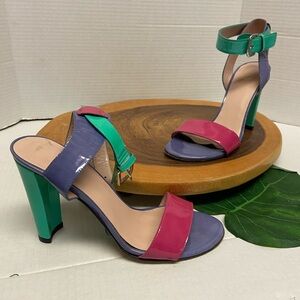 Stuart Weitzman Color Clock Patent Leather Ankle Strap Heels